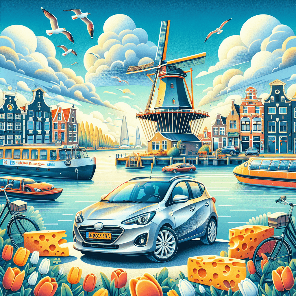 City car, windmills, canals, tulips and cheese in Alkmaar