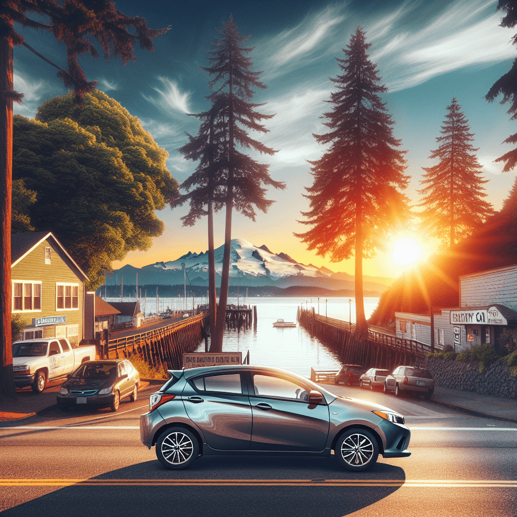 City car in Bellingham during a vibrant sunset