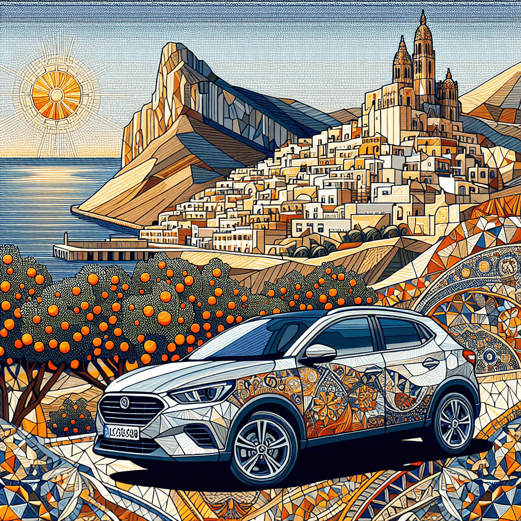 City car traversing through Castellon's landscapes and mosaics