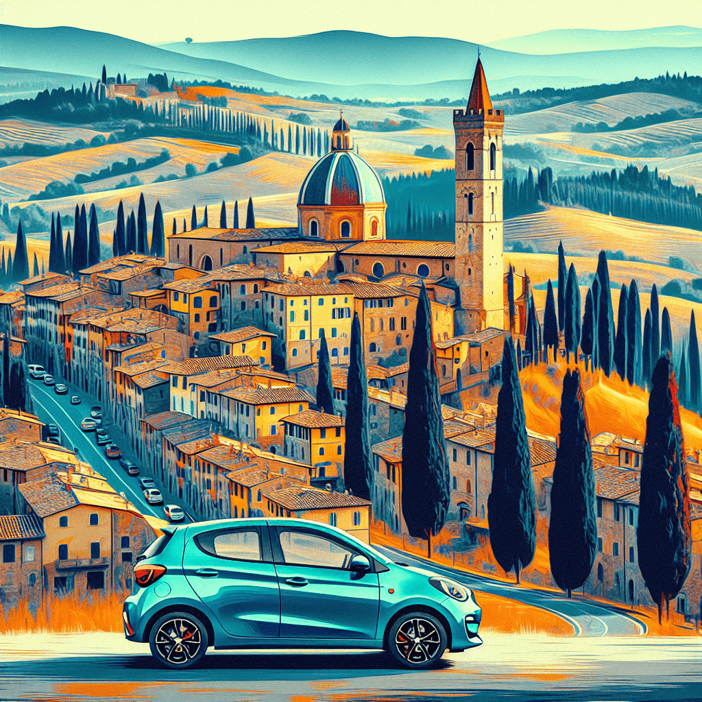 City car set in colorful, lively Arezzo landscape
