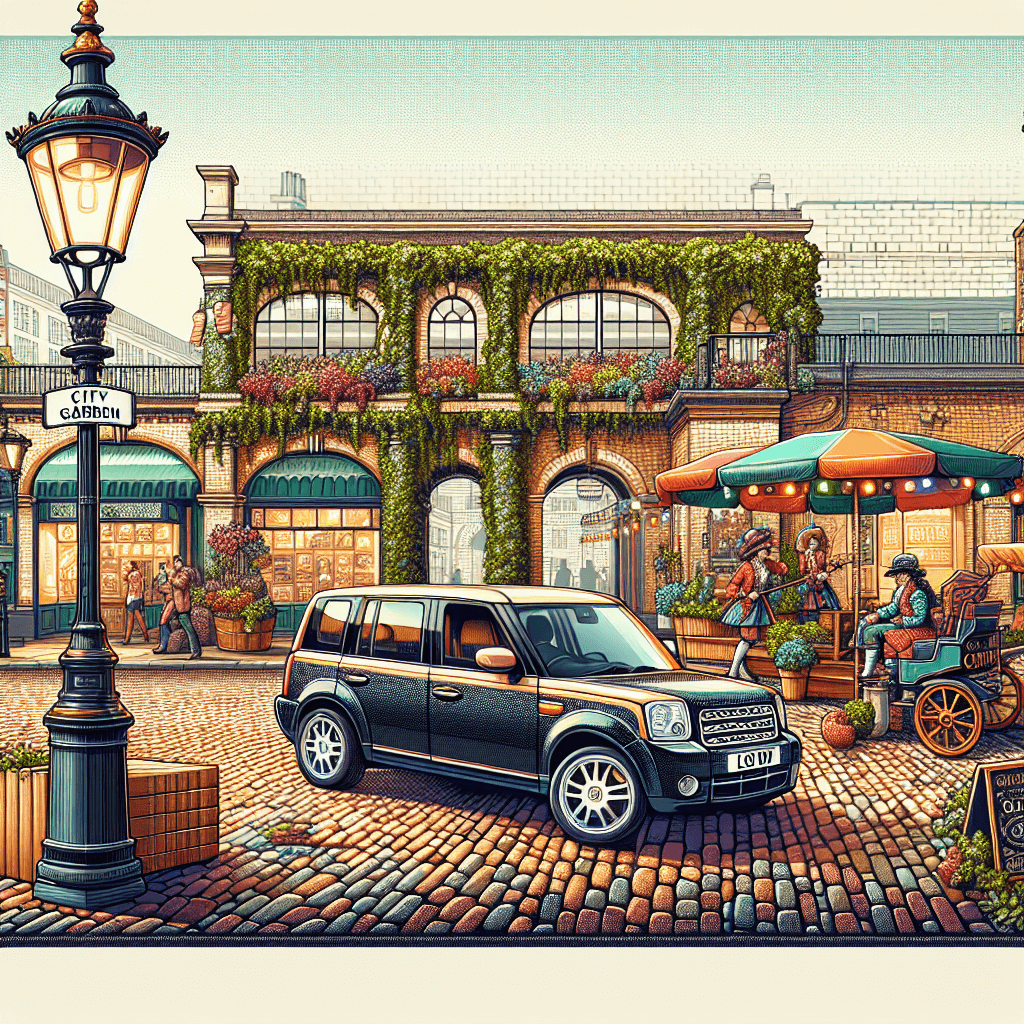 City car in Covent Garden, lively performers, bustling stalls