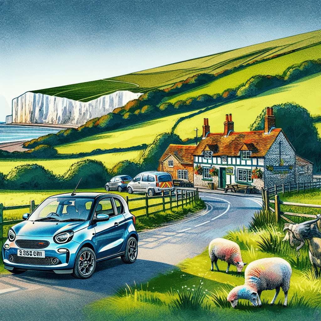 Hire-car amidst East Sussex's wildlife, rolling hills, pub