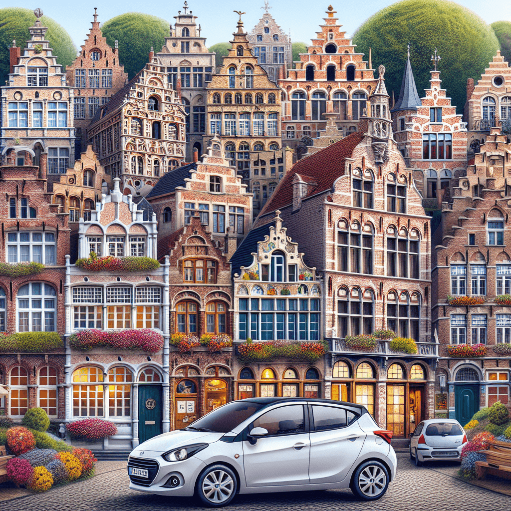 City car amid Lille's blooming flowers and old town