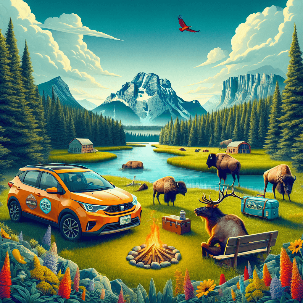 City car depicted amidst beautiful Montana landscape