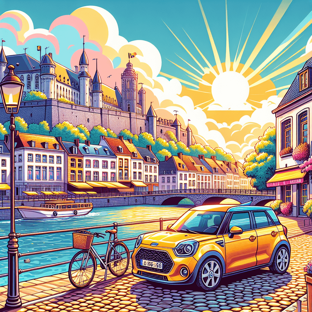 City car parked in picturesque Namur, under a sunny sky