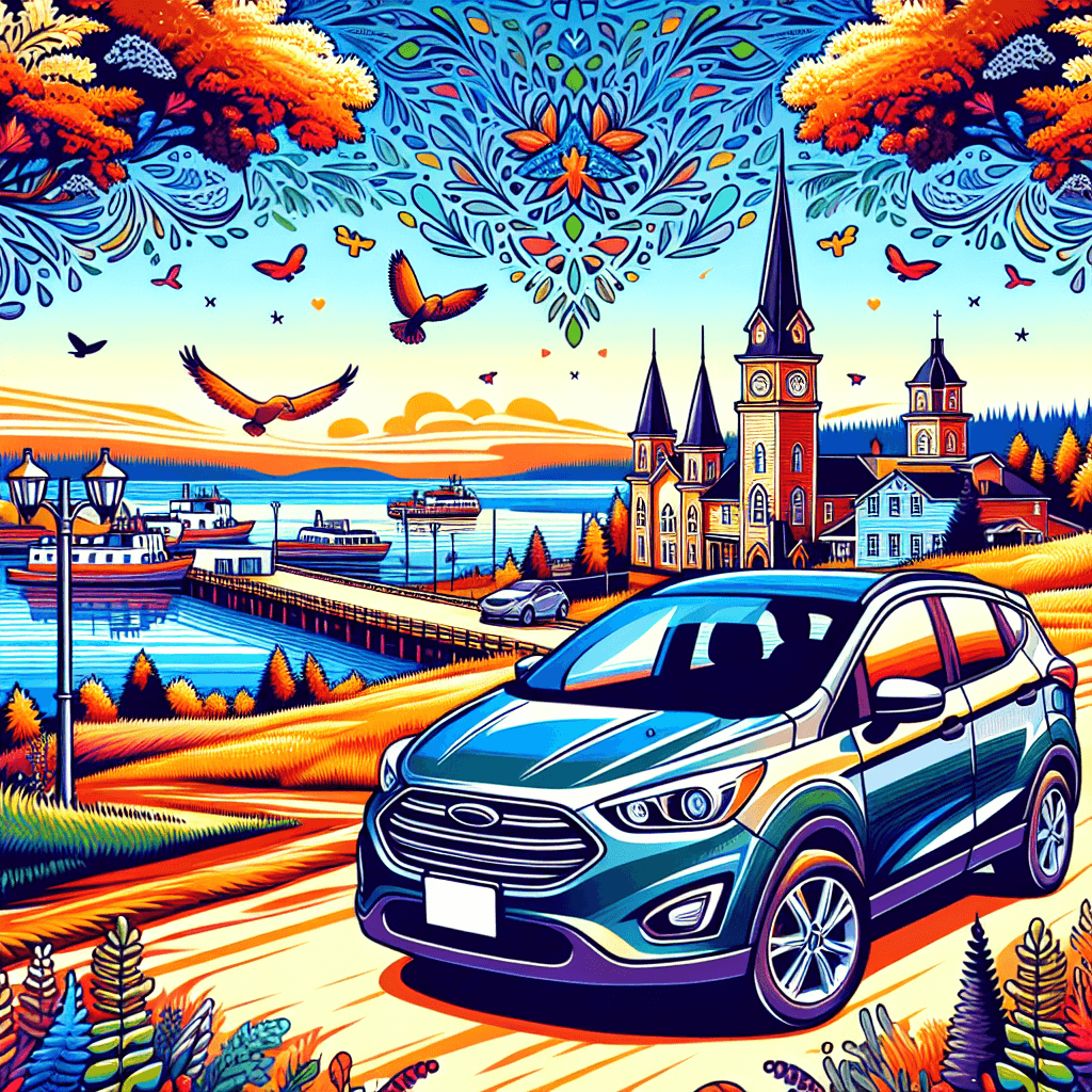 City car in a scenic Rimouski landscape featuring diverse elements