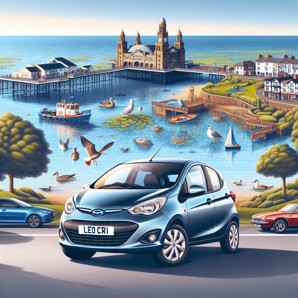 City car surrounded by Southport Pier and Marine Lake