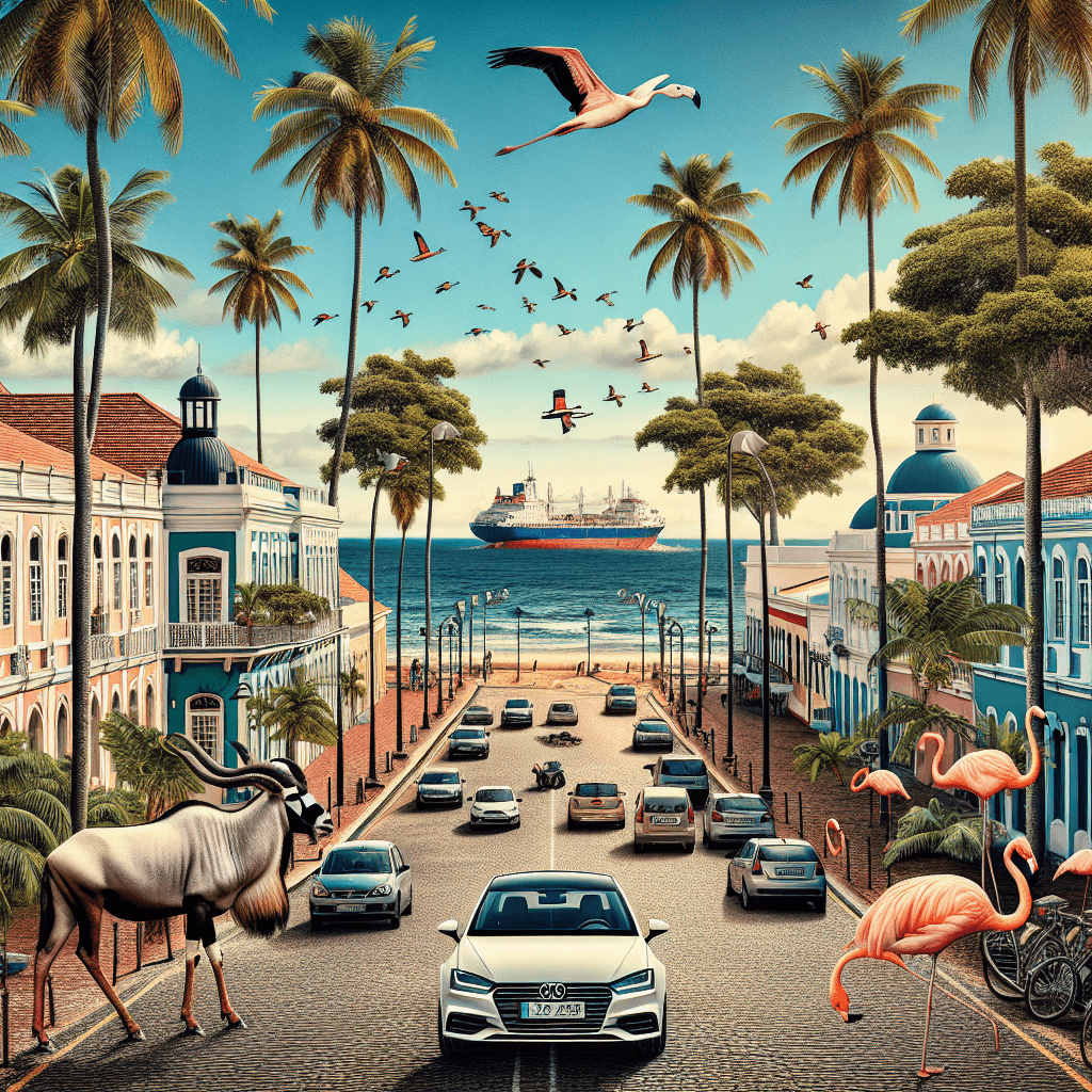 City car, colonial architecture, palm streets, flamingos, oryxes, Atlantic Ocean