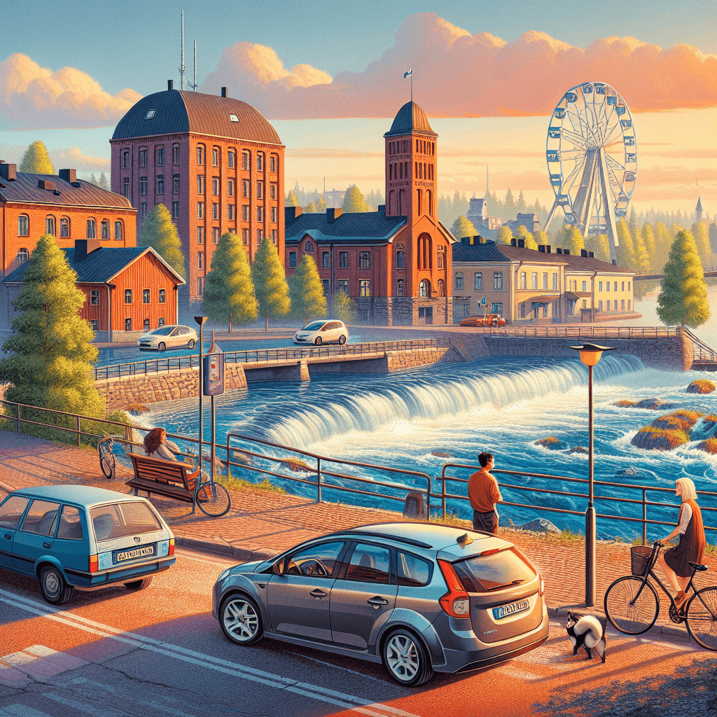 City car amidst a bustling Tampere landscape