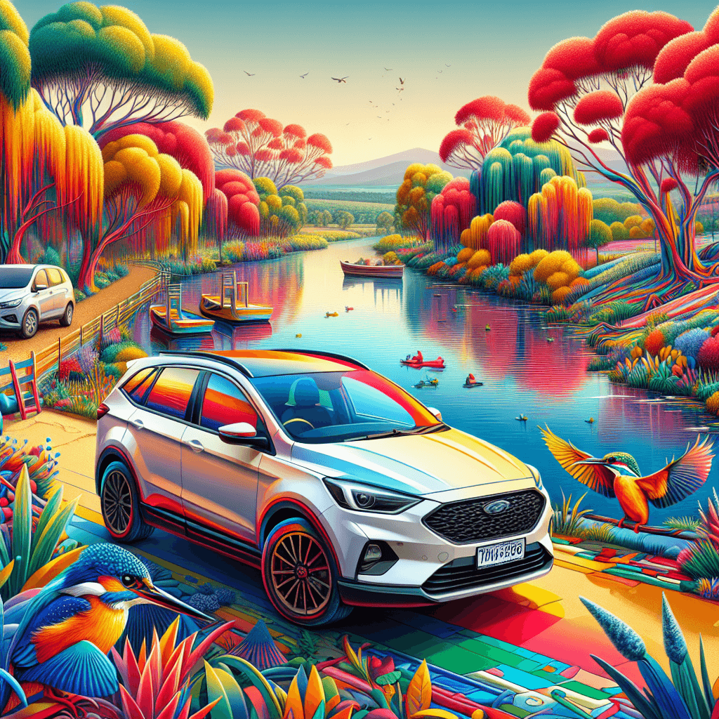 Urban car parked by a river, surrounded by local Wangaratta flora and fauna
