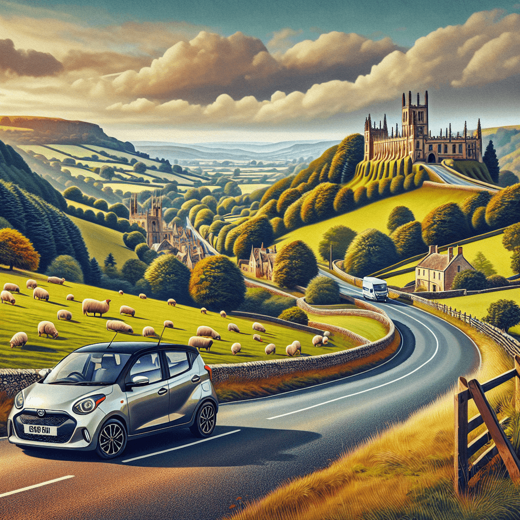 Scenic Warwickshire car hire landscape with castle