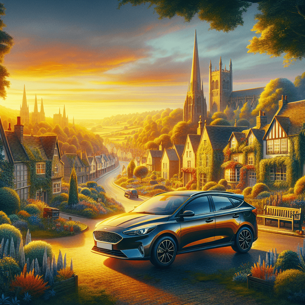 A city car in a beautiful sunset at Winchmore Hill