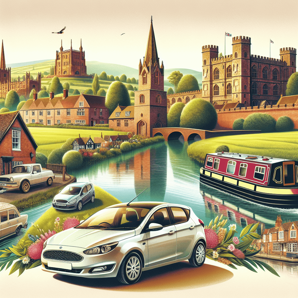City car near Stafford Castle amongst greenery and canals