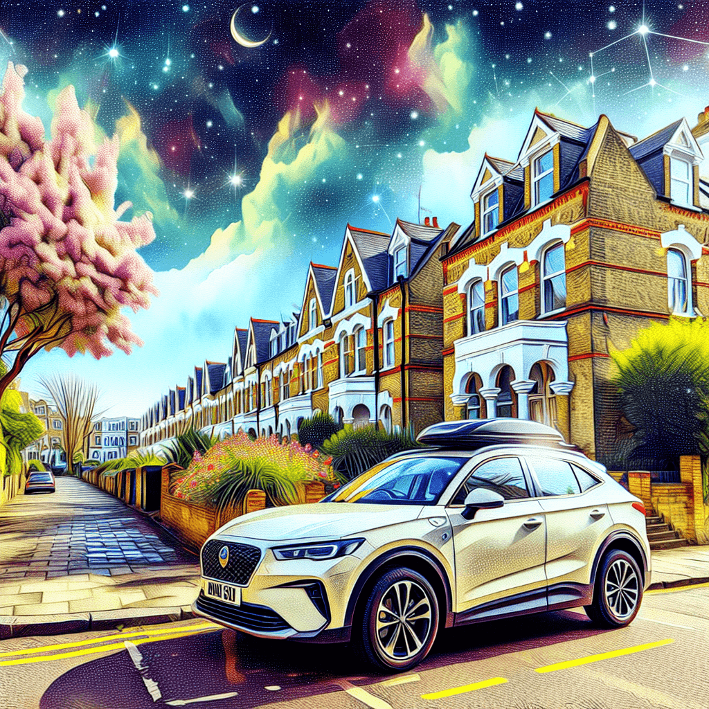 An urban car in Muswell Hill's charming scene with blooms